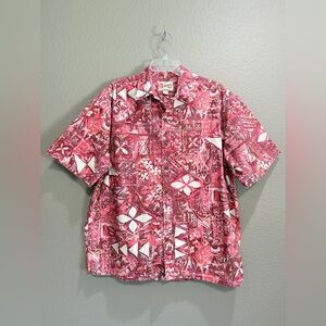 The Hawaiian Original Hilo Hattie Red Button Down One Pocket Men’s Shirt XL